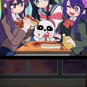 Preview of art: Hoshino Ai, Maizono Sayaka, Sans (danganronpa) by BongF