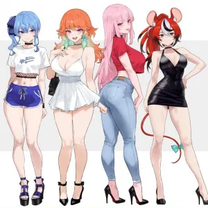 Preview of art: Hoshimachi Suisei, Takanashi Kiara, Mori Calliope, Hakos Baelz (virtual youtuber) by Bluefield