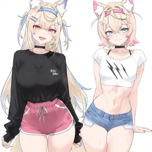 Preview of art: Fuwawa abyssgard, Mococo Abyssgard (virtual youtuber) by Bluefield